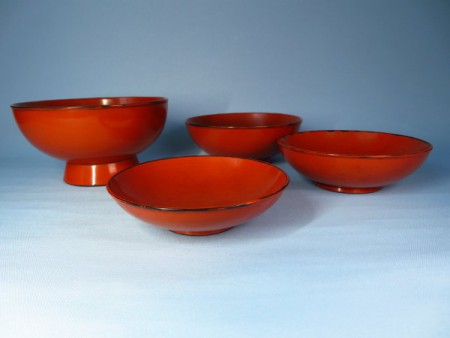 江戸時代前期 根来塗椀 箱付 時代物 古美術 茶碗 ウブ品 入手WWWT002